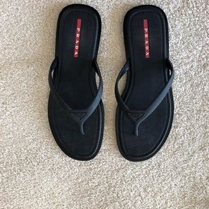Prada Blac Sport Saffiano Rubber Sandals